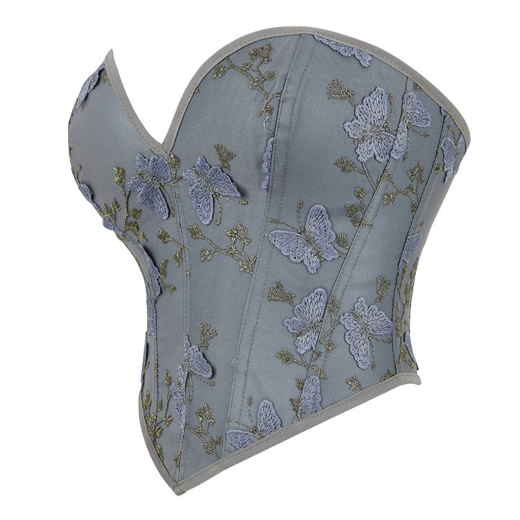 New Apricot Butterfly Print Women's Strapless Top