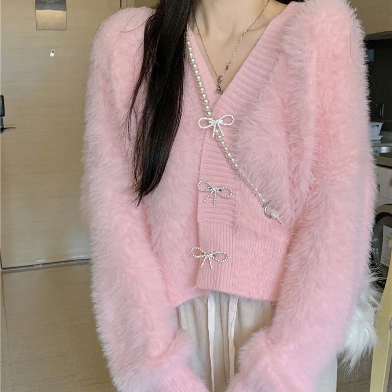 2023 Autumn Color Block V-Neck Knit Cardigan