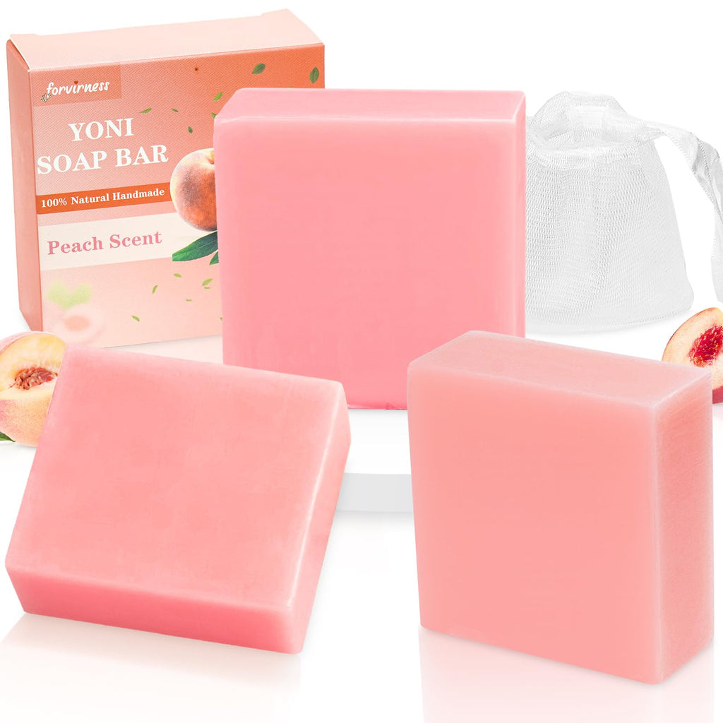 Yoni Soap Bar Yoni wash for Women PH Balance 3Pack Gentle V Cleansing Intimate Soap Feminine Wash Eliminates Odor Moisturizing vaginal soap Bath Soap (peach Juice)