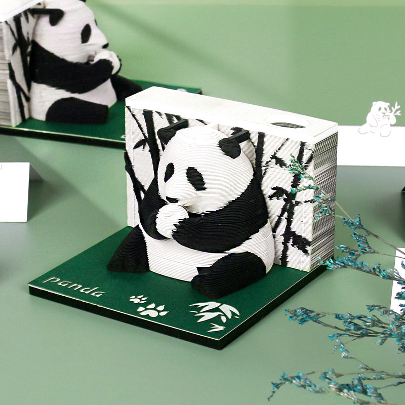 3D Bamboo Panda Sticky Notes Laser Engraved Gifts