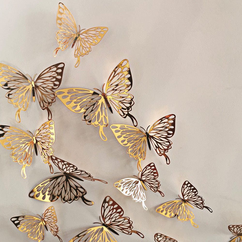 12pcs 3D Hollow Butterfly Wall Stickers for Decor