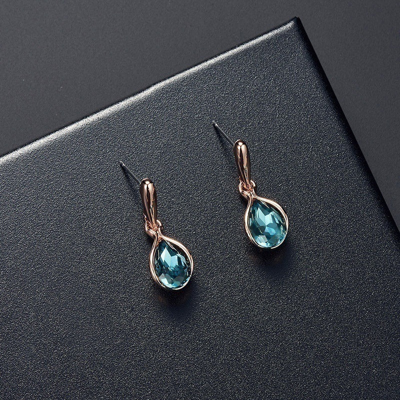 Fashion Women's Blue Green Teardrop Necklace Earring Set