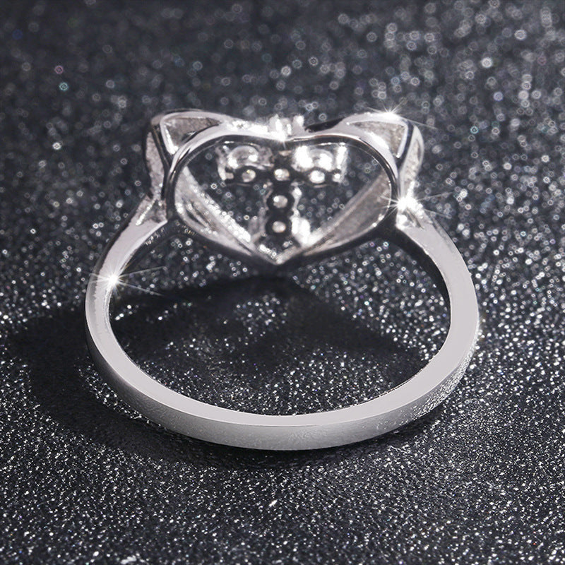 Heart Zircon Cross Devotion Ring for Women
