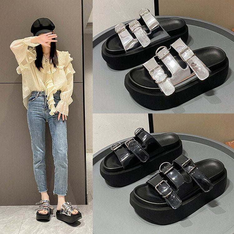 2023 Women's Thick-Soled Buckle Slide Sandals