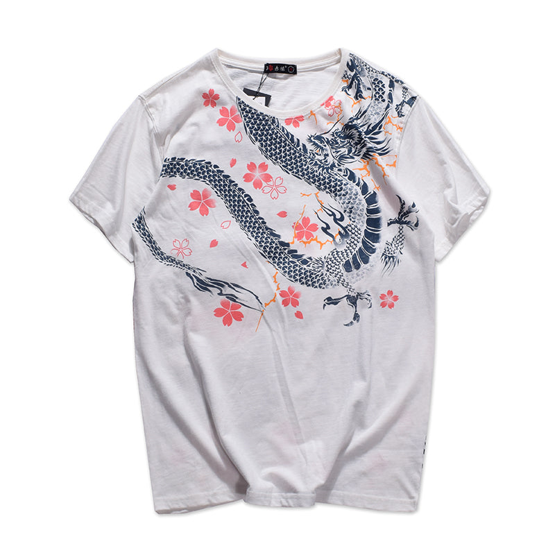 Dragon Tattoo T-Shirt, Chinese Style Embroidered Tee