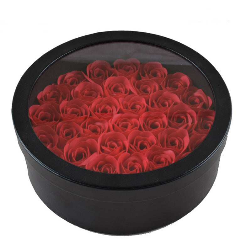Gift Box with Acrylic Window Round Eternal Flower Set