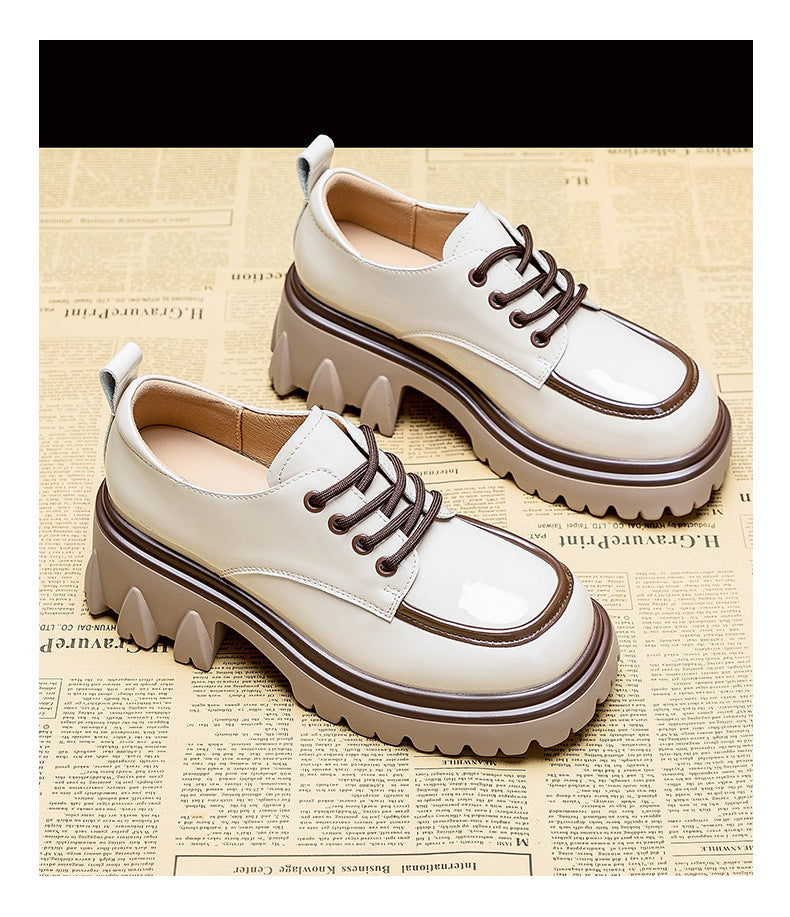 "Trendy Color Block Chunky Heeled Loafers for Women"