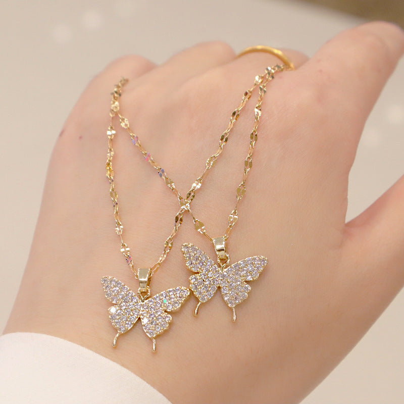 Fashionable Women's Hip-Hop Bow Pendant Necklace