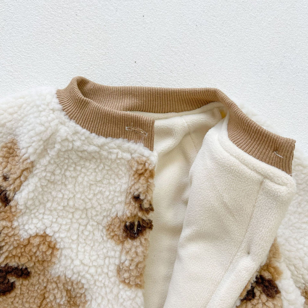 Korean-Style Baby Onesie with Bear Print for Autumn/Winter
