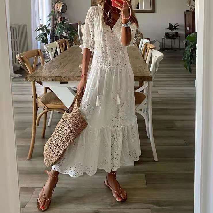 2021 Casual Sweet V-Neck Printed Midi Dress for Women