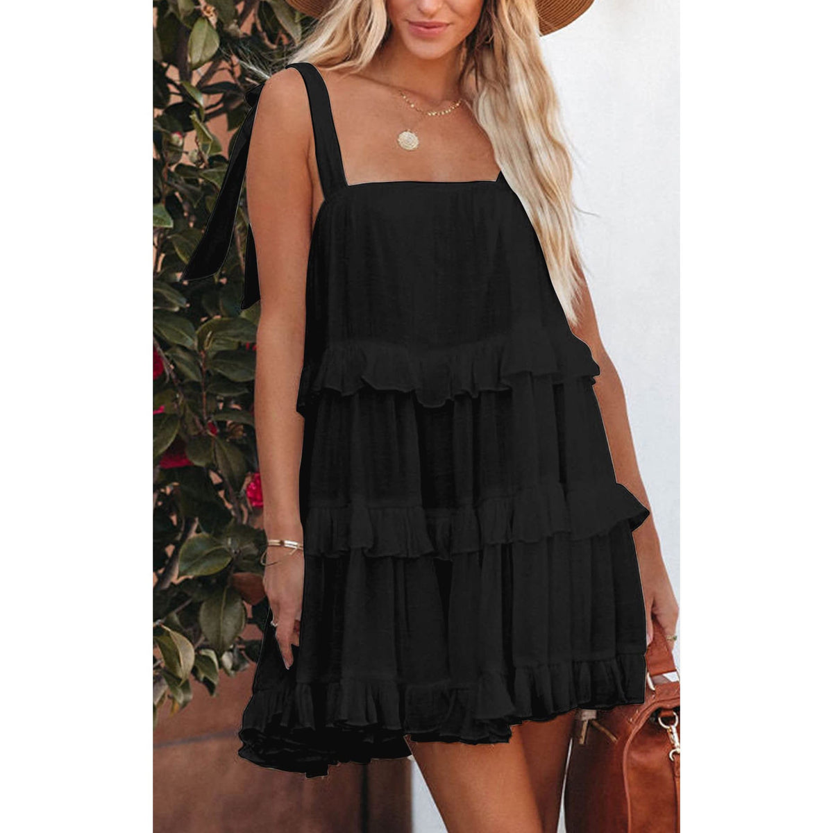 2023 Summer Ruffle Strap Dress with Tiered Design