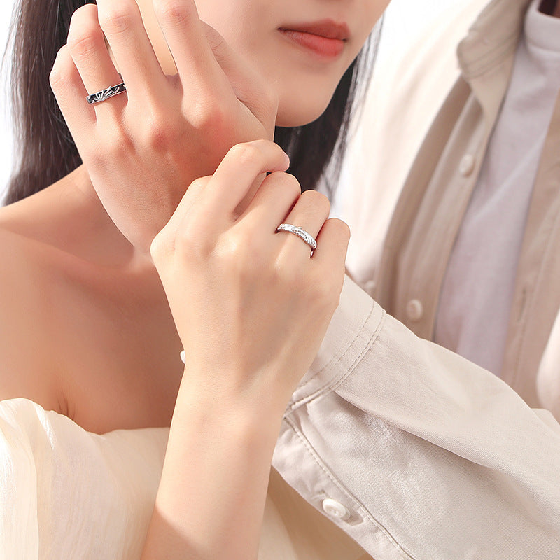 925 Silver Minority Design Black and White Ring