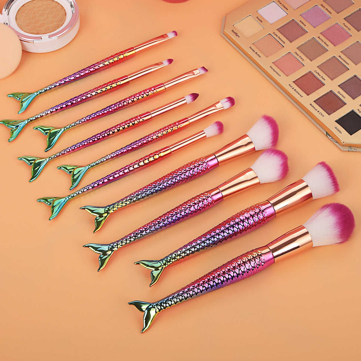 Mermaid Makeup Brush Set - 7 or 10 Pieces