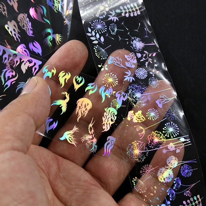 10 Styles 4*100CM Flame Nail Stickers for Women