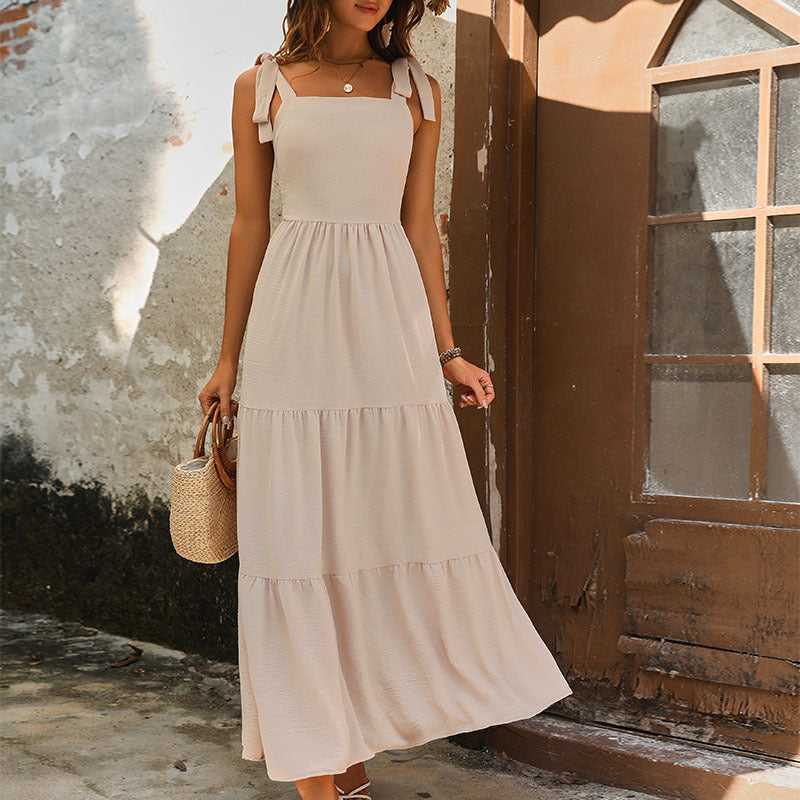 2024 Summer New Women's Backless Solid Dress