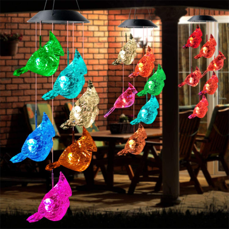 Outdoor Solar LED Wind Chime Light - Hummingbird Design