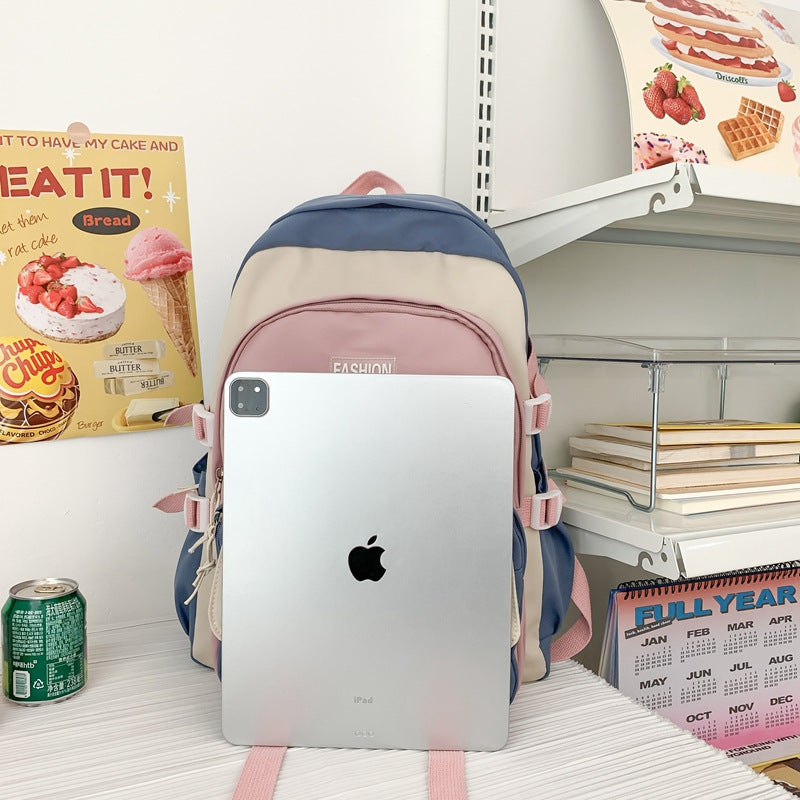 Macaron Color Double Shoulder Backpack for Students