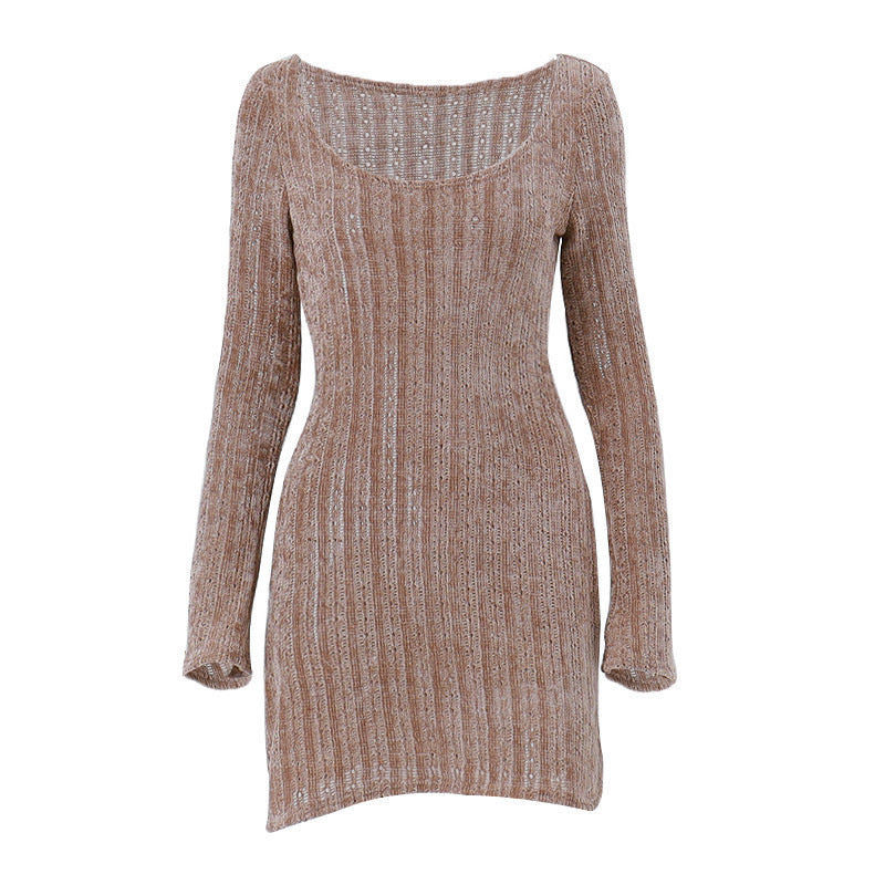 Retro Sheer Velvet Off-Shoulder Dress for Women