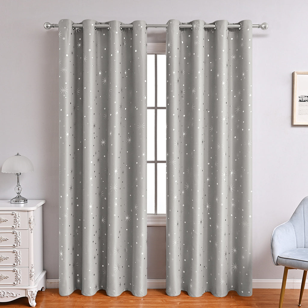 Modern Minimalist Single-Sided Silver Star Curtains