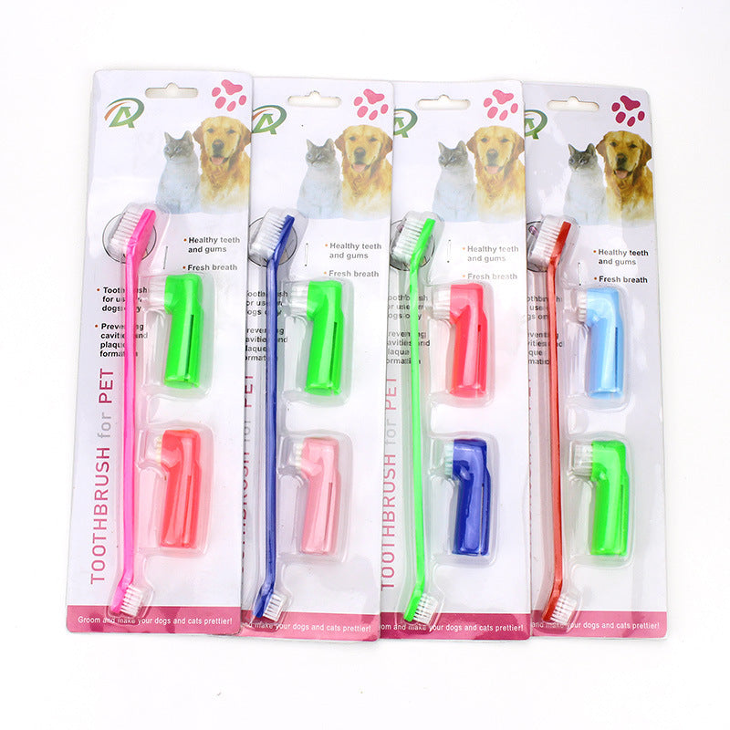 Double-Headed Pet Toothbrush Set - Three Pieces