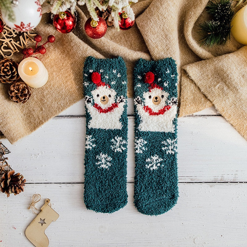 Cozy Cute Coral Fleece Plush Sleep Socks