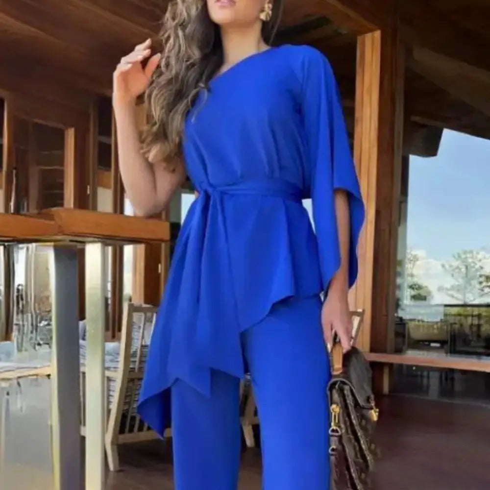 2023 Fall Women's Fashion Batwing Top and Pants Set