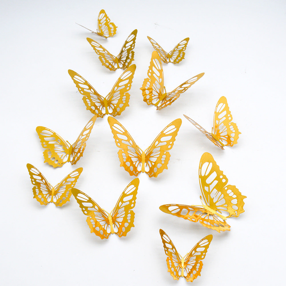 12pcs 3D Hollow Butterfly Wall Stickers for Decor