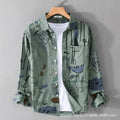 Men's Floral Loose-Fit Long Sleeve Shirt in Trendy Style