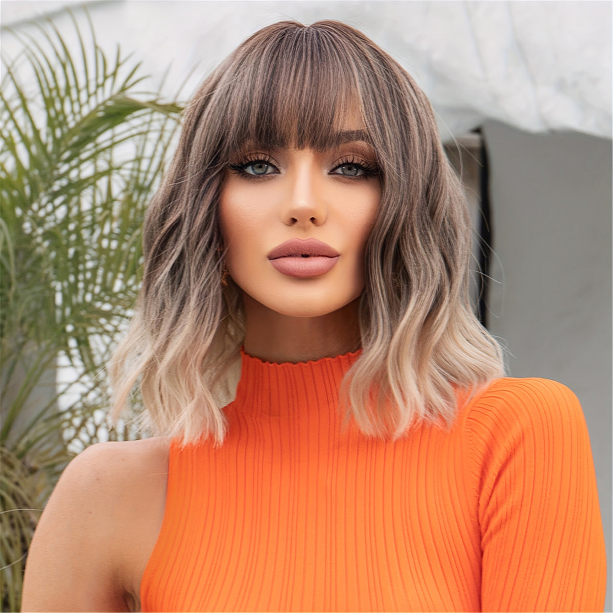 14-Inch Golden Ombre Bob Wig for Women - Halloween