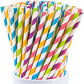 MAQIHAN 100PCS Stripe Drinking Straws - Disposable Straws 7.7 Inch Small Colourful Agave Kraft Paper Straws Bulk for Coffee Milk Juice Cocktial and Suit for Birthday Parties Weddings Picnic.