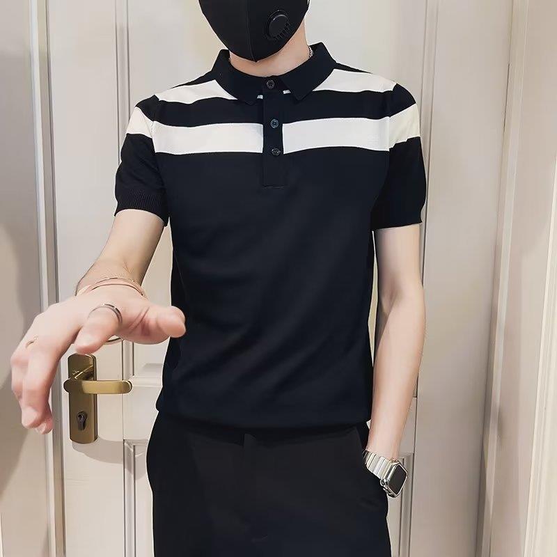 Summer Short Sleeve Polo Shirt for Men, Breathable Knit