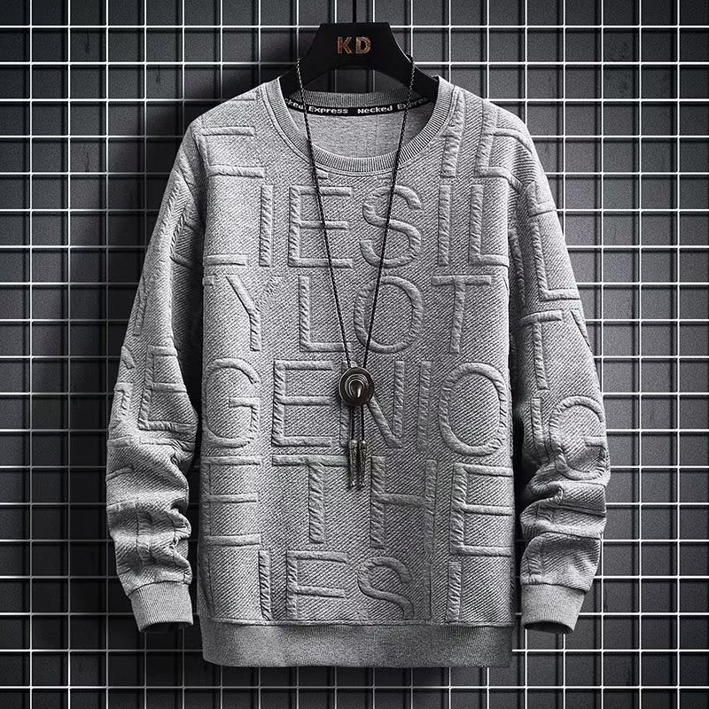 Men's Spring Autumn Loose Crew Neck Pullover Sweatshirt