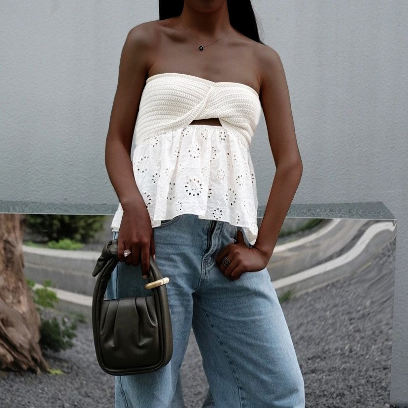 2022 Fashionable Casual Knitted Embroidered Top
