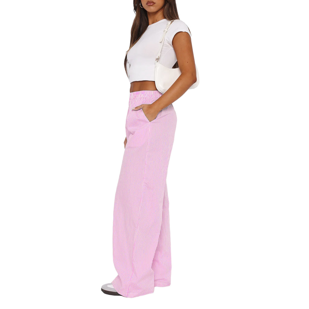 2024 Women's Striped Wide-Leg High-Waist Pants