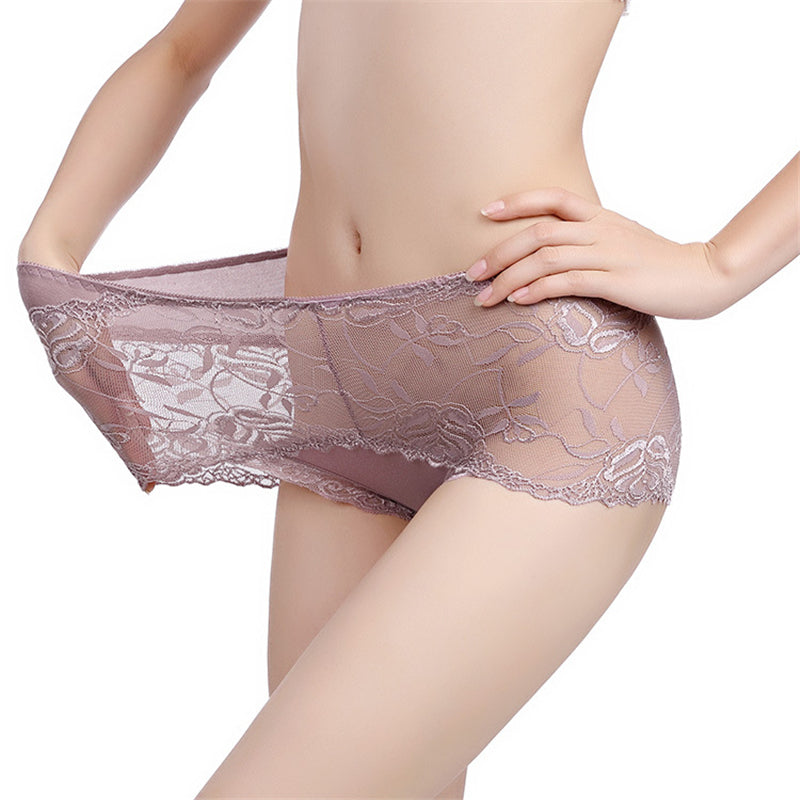 "Mid-High Waist Lace Seamless Hip-Lifting Briefs"