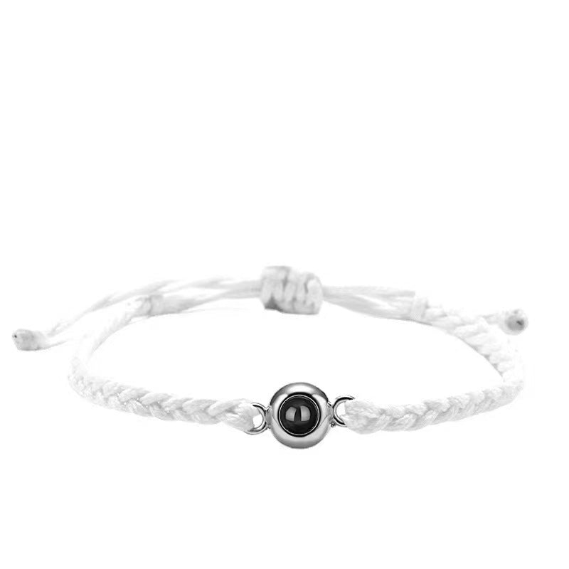 Custom Titanium Steel Beaded Projection Bracelet (100 Languages)