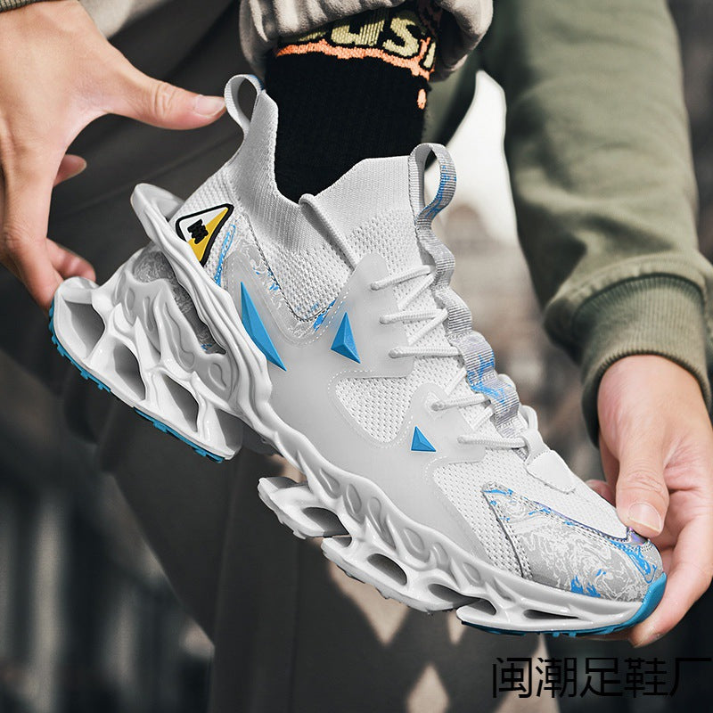 Trendy Knitted Blade Sole Sports Shoes for Teens