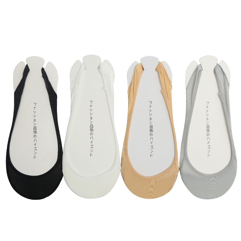 Ice Silk Sponge Half Socks for Women - No Slip Design