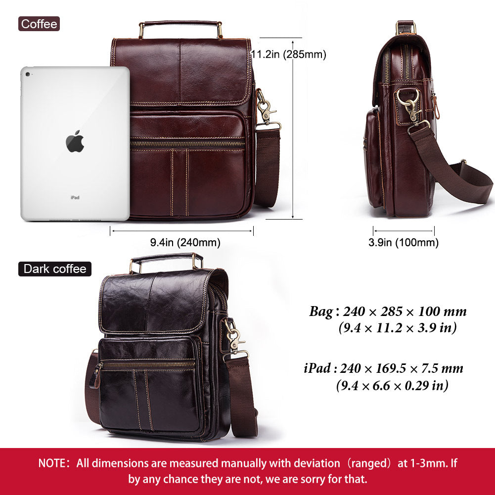 Men's Leather Business Shoulder Bag - Crossbody Backpack