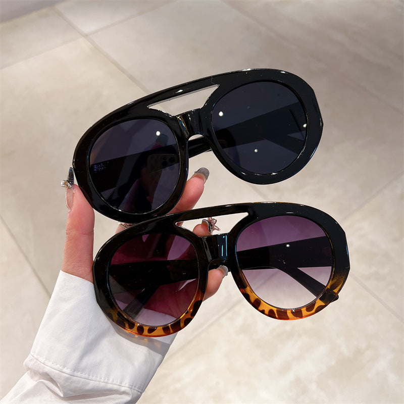 Vintage Oval Dual Beam UV Protection Sunglasses