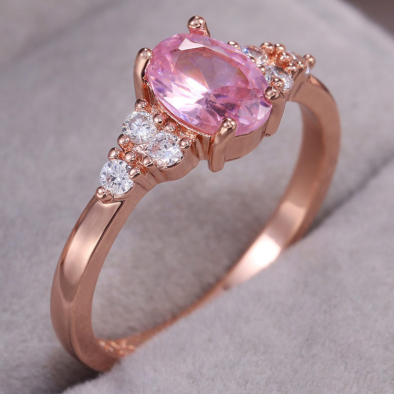 Pink Zircon Princess Ring with Copper Accent