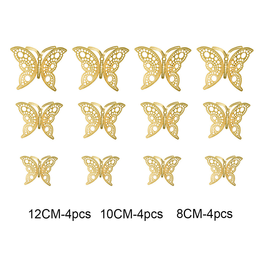 12pcs 3D Hollow Butterfly Wall Stickers for Decor