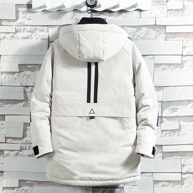 Jieren Winter Casual Color Block Hoodie Cotton Jacket