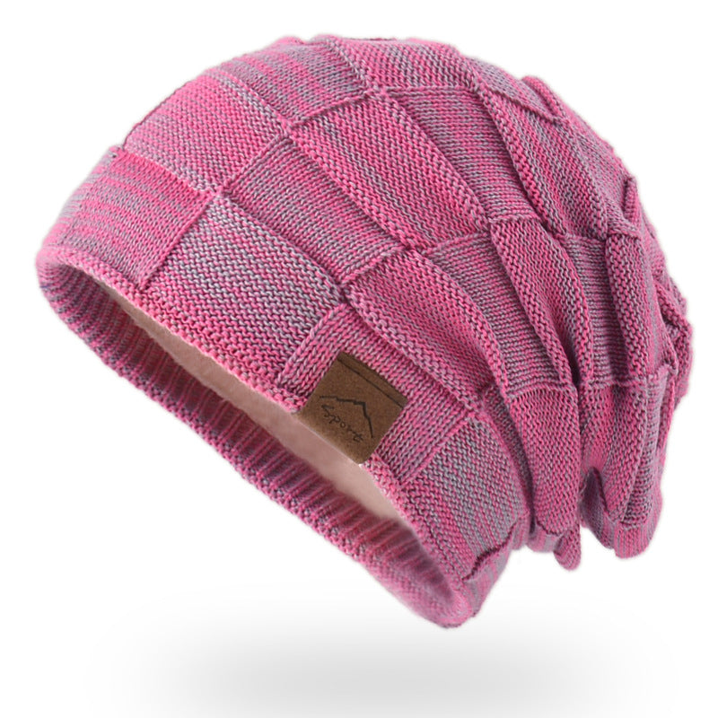 Warm Velvet Mixed Color Knitted Pullover Hat for Women