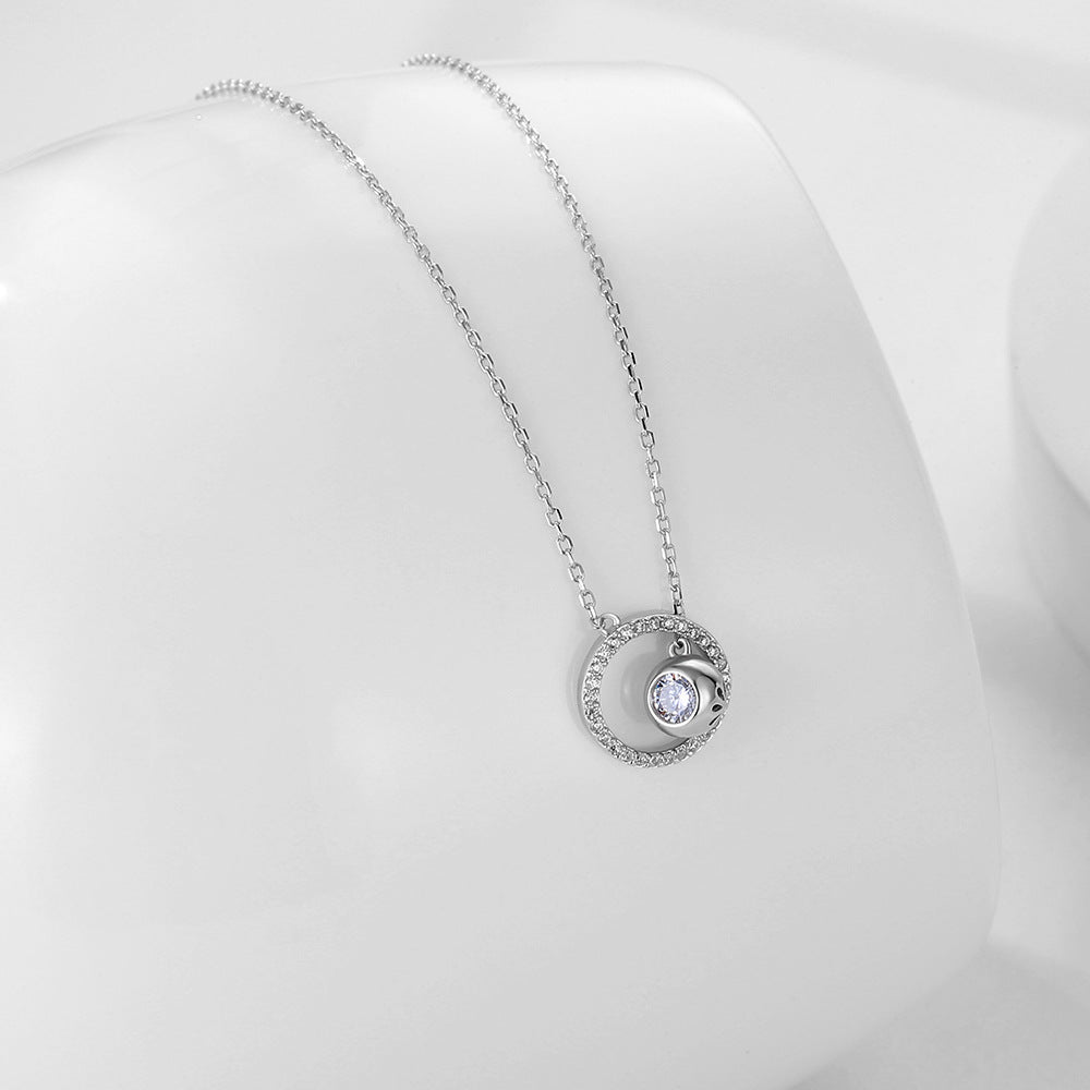 Creative Design Hollow Globe Zircon Silver Necklace