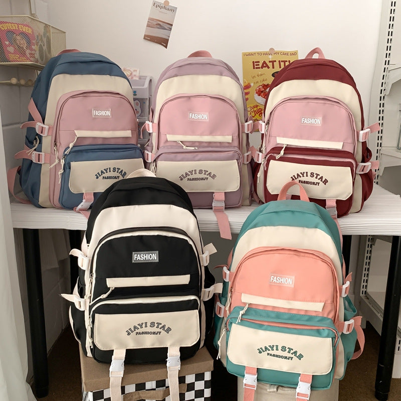 Macaron Color Double Shoulder Backpack for Students