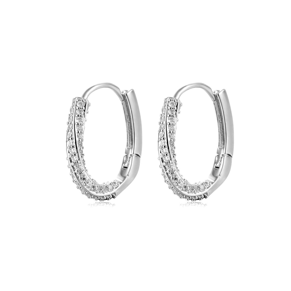 Gold Round Hollow Earrings with Rhinestones (Wholesale)