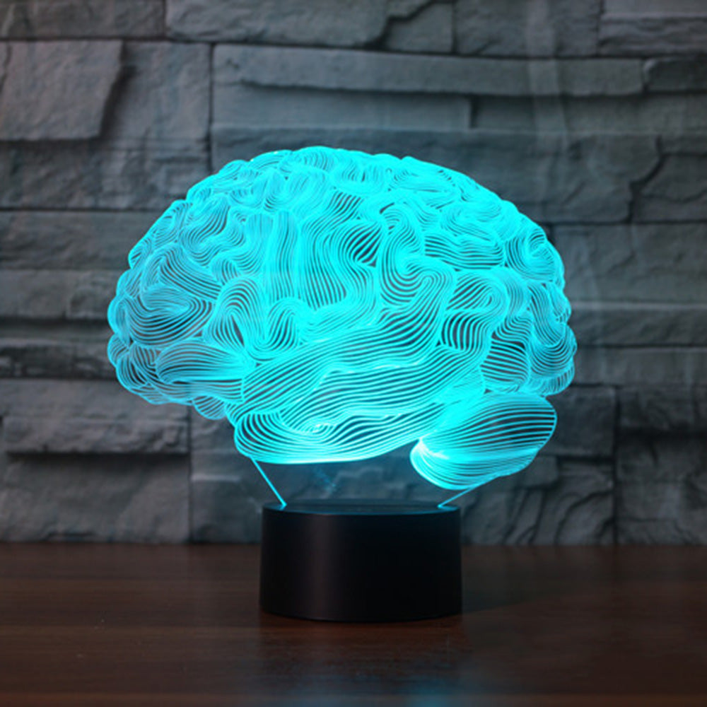 3D LED Colorful Remote Control Brain Lamp