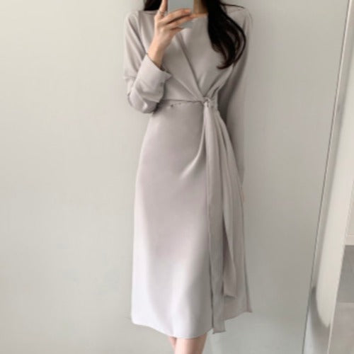 Korean Daejeon Long Slim Fit Vintage Dress for Women