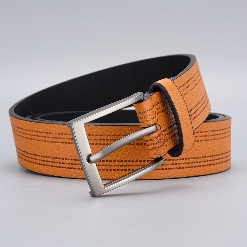 Men's Zinc Alloy Buckle Leather Belt - Versatile Casual Wear